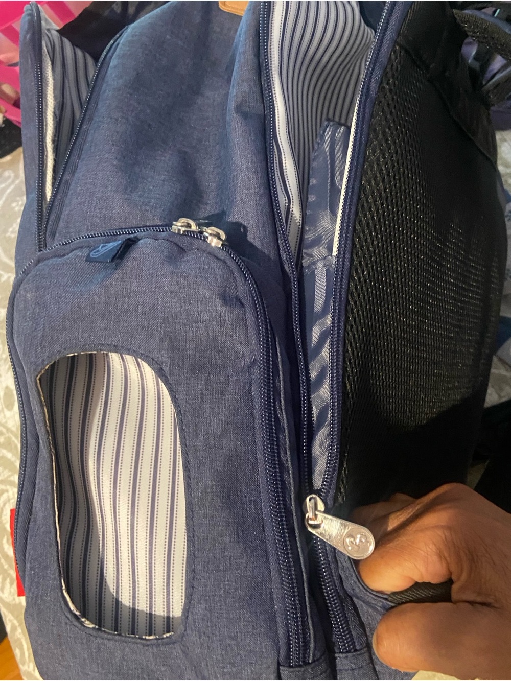 Fisher-Price Navy Blue baby diaper Backpack with Black Accents lots of space - Picture 7 of 13